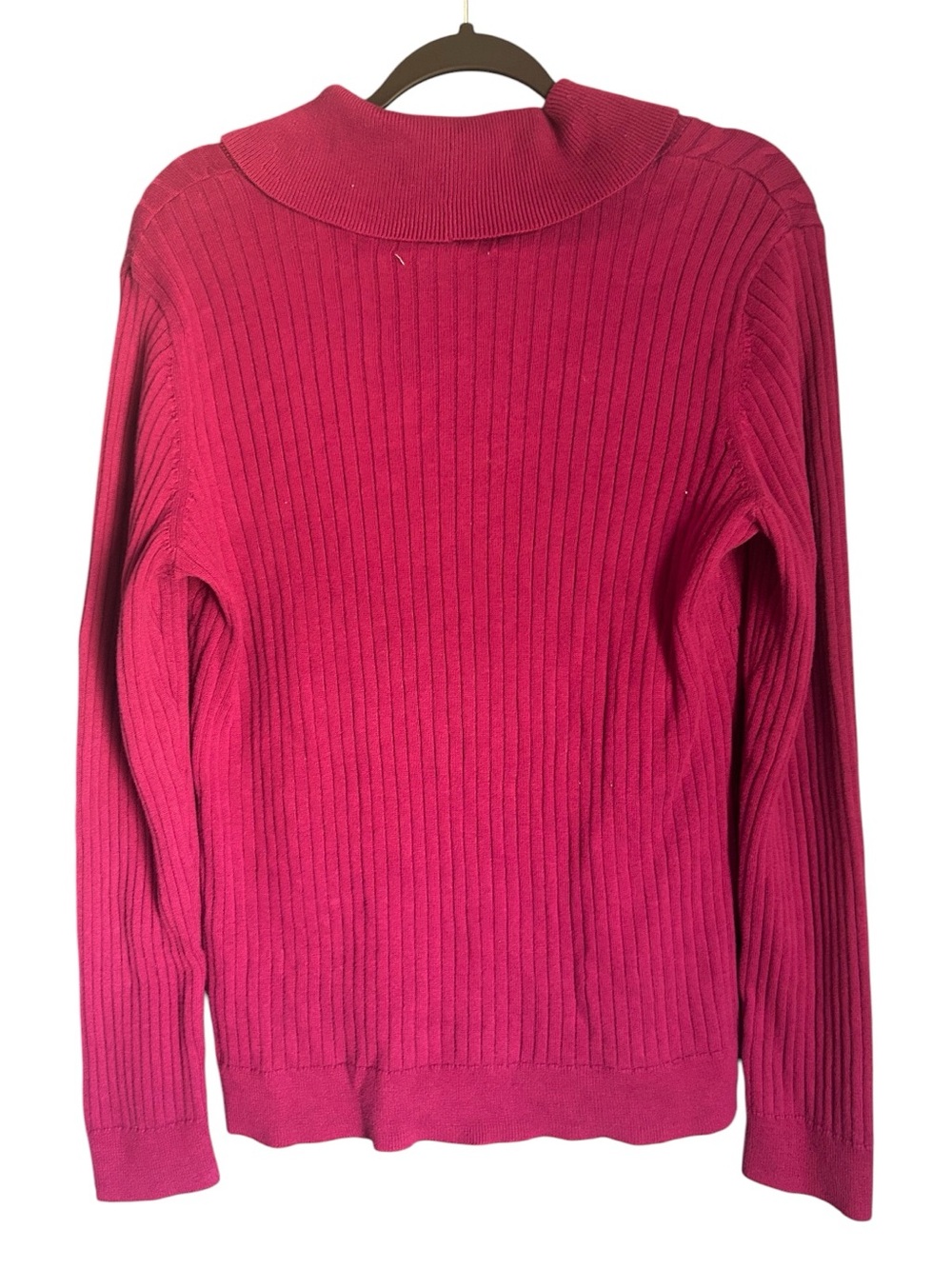 Karen Scott Magenta Cotton Cable Knit Sweater Shawl Neck Size Large - Picture 3 of 8